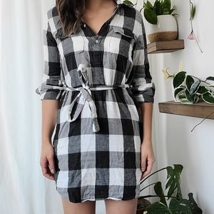 Lumberjack flannel tunic dress, black and white